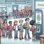 "Reunião na Câmara para debater novas regras sobre o uso de biometria em escolas públicas, com representantes discutindo segurança e tecnologia educacional."